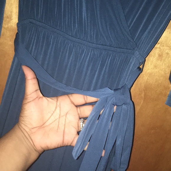 10/12P Quarter Sleeve Teal Sleeve Faux-Wrap Dress - Picture 10 of 13